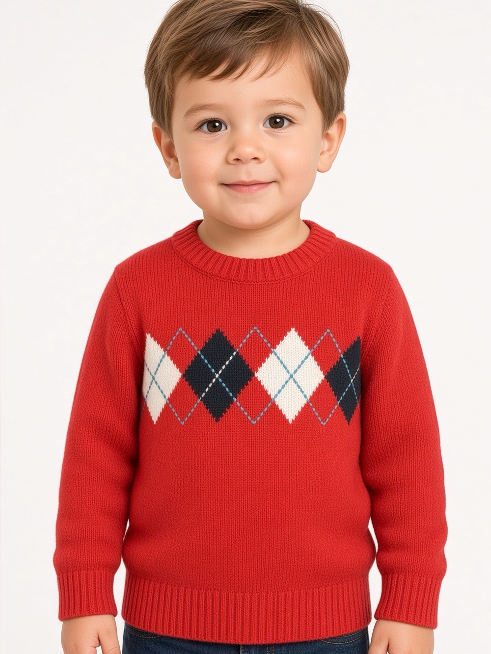 Sonoma Lifestyle Toddler Boys Red Argyle Sweater